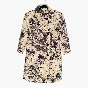 Cole Haan Contemporary Double Breasted Trench Coat Women's 8 Navy Ivory Feminine